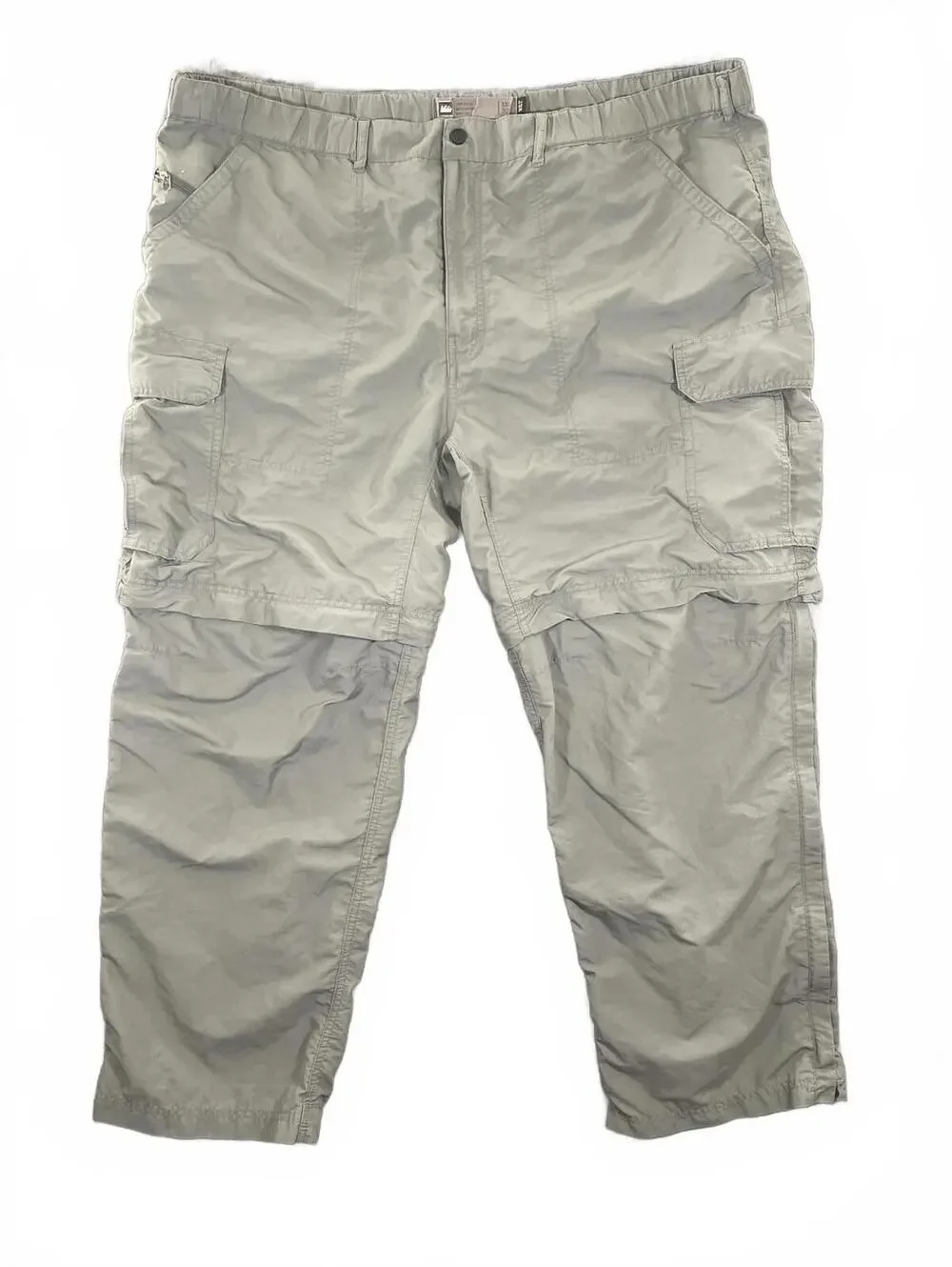 REI Men's High Rise Olive/Grey Convertible Cargo Pants Zip Off Legs - XXL